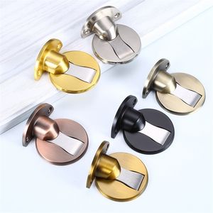 Magnetic Door Stops SUS304 Door Stopper Hidden Door Holders Stainless Steel Nail-free Doorstop Catch Floor Wall Protector 201013