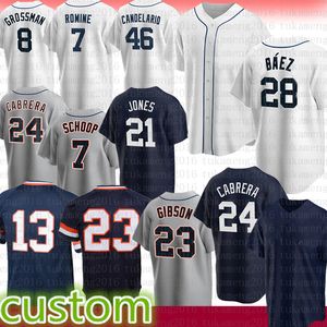 Męska koszulka baseballowa 28 Javier Baez Miguel Cabrera Detroit Kirk Gibson Tucker Barnhart Jacoby Jones Eric Haase Zack spodenki Victor Reyes Willi Castro Robbie Grossman