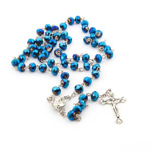 Crystal Cross Rosary Catholic Necklace Religious Jewelry