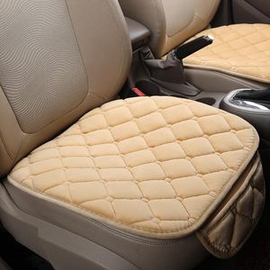 Car Seat Covers Plush Cover Autumn Winter Warm Cotton/Flax/PU Leather Non-Slip Cushion Chair Protector Pad Mat Auto Interior