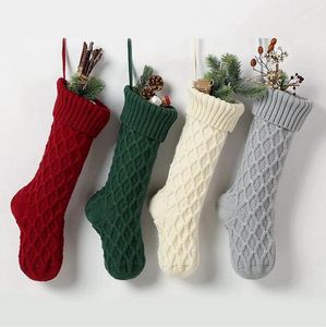 Khaki Color оптовых-Персонализированные высококачественные вязаные рождественские чулки подарочные пакеты вязаные украшения рождественские вкладки крупные декоративные носки F060218