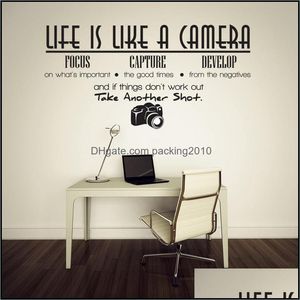 Wall Stickers Home Decor Garden Life Is Like A Camera Quotes And Sayings Lettering Removable Living Room Drop Delivery 2021 D2Ctj