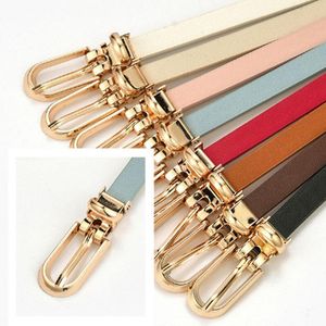 Belts Candy Color Thin PU Leather Belt Women Pants Jean Waist Skinny Ladies Dress Waistbands Adjustable Alloy Pin Buckle BeltsBelts