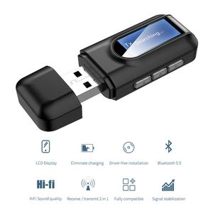 Bluetooth 5.0 USB Dongle Audio Receiver Transmitter with LCD Display for TV Car PC Mini 3.5mm Jack AUX USB Wireless Adapter