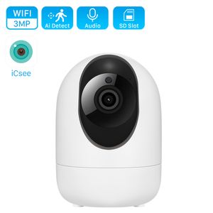 Telecamera Wifi 3MP 2K Mini Telecamere IP PTZ wireless Telecamere IP per interni Ai Rilevamento umano CCTV Telecamera di sicurezza domestica Baby monitor audio bidirezionale