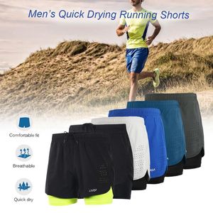 Abbigliamento da palestra Lixada maschi da corsa da 2 in 1 Shorts rapido Exercatore traspirante per esercizio in bicicletta con shortgym a fodera più lungo