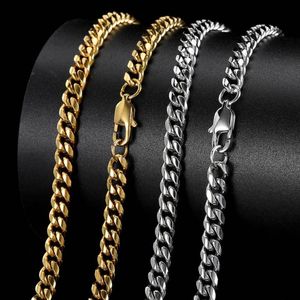 Ketten Golden Curb Cuban Link Chain Halskette für Männer Frauen Edelstahl Hip Hop Gold/Silber Armbänder Modeschmuck ZubehörKetten