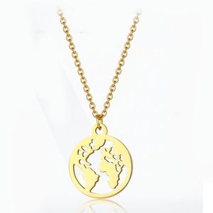 18K Gold versilbert Weltkarte Halskette Mutter Erde Halsketten Fernreisen Schmuck Geschenk für Männer Frauen Großhandelspreis