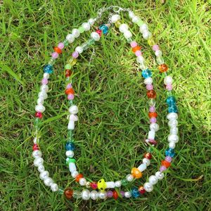 Hänge halsband Vedawas pärla och svamp pärlhalsband uppsättning för kvinnor färgglada transparenta akrylpärlor choker juvelrypendant