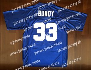 Nieuwe verzending van US Al Bundy #33 Polk High Married with Children Men Movies Football Jersey allemaal gestikt Blue S-3XL Hoge kwaliteit