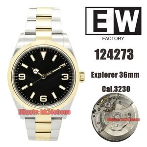 EWF Top-Qualität Uhren 124273 36 mm 904L SS Cal.3230 Automatik Herrenuhr Schwarzes Zifferblatt Gelbgold Zweifarbiges Edelstahlarmband Herrenarmbanduhren