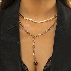 Collana a catena lunga serpente vintage per accessori per il petto da donna Accessori per il collo con ciondolo a sfera multistrato