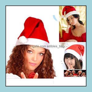 Party Hats Festive Supplies Home Garden Factory Price 1500Pcs Red Santa Claus Hat Tra Soft Plush Christmas Cosplay Ch Dhwuw