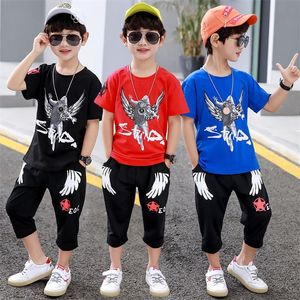 Jungen Sommer Anzug Wing Man Kinder Kurzarm T-shirt Shorts Kleidung Jungen Kleidung Sets Kinder Für 4 6 8 10 12 jahre 220620