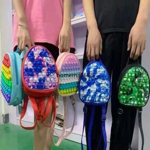 19CM Rainbow Tie Dye Fidget Backpack Bubble Toys Bag Push Bubbles Purses Kids Adult Sports Casual Shoulder Bags Handbag FF