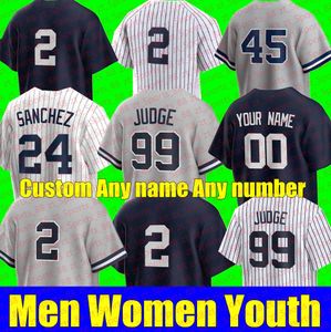 Custom Men Women Youth 99 AARON JUDGE Jersey 2 DEREK JETER 45 GERRIT COLE 25 GLEYBER TORRES GIANCARLO STANTON SANCHEZ YANKEE SABATHIA DJ LEMAHIE Baseball jerseys