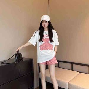 Designer Luxury T Shirts and Polo Shirt Summer Ny tvådelar Set Korean Loose Brodered Bear Short Slee
