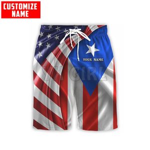 Spersonalizowane imię kochające Puerto Rico Men Beach Krótkie 3D Printed Men S Shorts Szybkie suszenie Summer Swim Trunks 220712