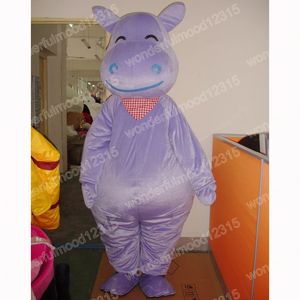 Boże Narodzenie Purple Hippo Mascot Costumes Wysokiej jakości kreskówkowy strój postaci garnitur Halloween na świeżym powietrzu impreza dla dorosłych unisex sukienka