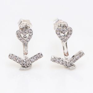 Authentic 925 Sterling Silver Sparkling Wishbone Heart Stud Earrings luxury for Women Girls Gift Earring Fit Pandora Fashion Jewelry Brincos 299280C01