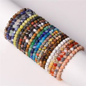 Bärade strängar färgglada matt stenarmband 6mm naturliga agater turkoisar armband yoga helande energi för män kvinnor smycken lars22
