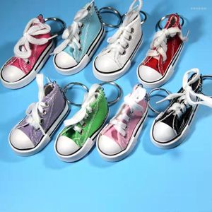 Keychains Creative Miniature Canvas Shoes Diy Key Rings Chain Jewelry Findings Clasp Making KeyChain Accessorie Enek22