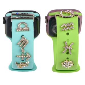 Ciondoli decorativi per orologi zodiacali in metallo per braccialetti Apple Band Gamba chiodi decorativi per cinturino sportivo Iwatch Accessori per ornamenti fiore di prua