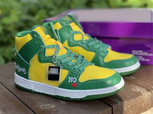 Zapatos de skateboard de primera calidad DNKS High Green Yellow Basketball Shoes Trainers Skateboarding Zapato de ocio zapatillas de deporte al aire libre con deportes con