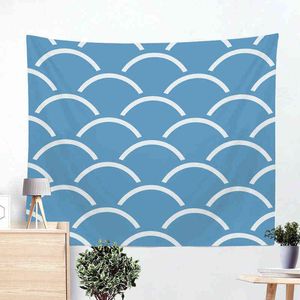 Bedding Outlet Ocean Geometirc Stripe Tappeti da parete ad acquerello Diffusione Asciugamani da spiaggia Yoga Tappetino da picnic 150Cm X 130Cm 200cm J220804