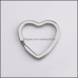 Ключевые кольца Rainbow Heart Gold Sier Color Chechains Metal Chain Ring Split Unisex Keyring Keyfob Accessories Diy Dr Dhseller2010 DHQ4Q