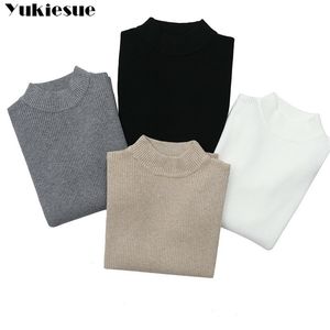 Knitted Jumper Autumn Winter Tops skinny Turtleneck Pullovers Casual Sweaters Women Shirt Long Sleeve Short Slim Sweater Girls 210412