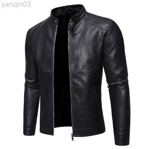 و Autumn Men Jacket Trend Corean Slim Fit Fit Disual Men Leather Justic Jacket Stuctcycle Stuck L220801