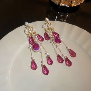 Dangle & Chandelier New Heart Hoop Earrings Fashion Elegant Crystal Drop Dangle Earring Trendy Shiny Rhinestone Ear Decor Wedding Party Jewelry