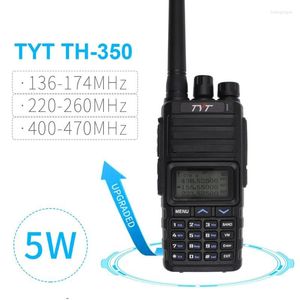 Walkie Talkie TH-350 TRI BAND TRIDISPLAY RÁDIO 5W de alta qualidade 136-174MHz 220-260MHz 400-470MHz FM Transceiverwalkie