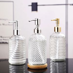 400ml Storage Glass Manual Pressure Liquid Soap Dispensers Non-Slip Large Capacity Storage Bottles For Home Bathroom Accessaries CX220413