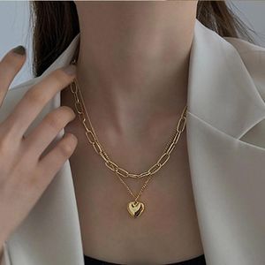Pendant Necklaces Fashion Punk Vintage Heart Necklace For Women Gold Silver Color Chunky Thick Choker Chain Party JewelryPendant