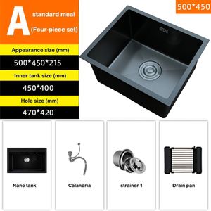 kitchen hand-embedded sink nano-stainless steel black single-bath bare sink thickened large undercounter sink