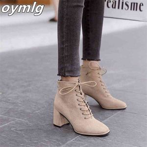 2020 New Autumn Winter Women Boots High Quality Solid Lace-Up Zipper EuropeanDadies Shoes Fashion High Heels Boots 35-39 Y220729