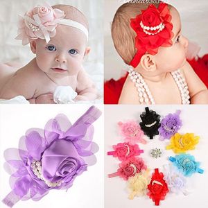 Vendendo Moda Crianças Crianças Meninas Bebê Pearl Diamante Flores Headband Headwear Headwear Faixa de Cabelo Piece AcessóriosLs