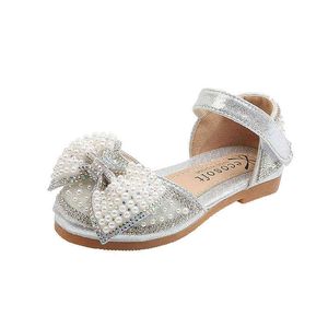 Весна осень корейских девочек детей горный хрусталь принцесса обувь танцевальная обувь спортивная обувь бабочка жемчужные сандалии G220418