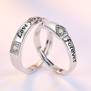 2022 Classic Classic Redicable Copper Platinum Platinum Casal Ring Inlay Zircão Tamanho ajustável Engajamento Anel de casamento Jóias de presente do dia dos namorados