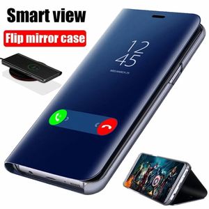 Mobiltelefonfodral Luxury Smart Mirror Flip Case för Xiaomi Redmi Note Poco X3 10 9 9S 11 8 8T 10S M3 11T Pro Max 9A 9C MI 9T 10T Lite Cover Coque