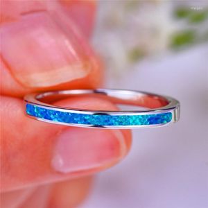 Wedding Rings Stacking Blue White Imitation Fire Opal For Men Women Minimalist Thin Ring Golden Engagement JewelryWedding Rita22