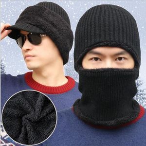 Boinas chapéus de gorro de inverno para homens mulheres com lã de lã grossa conjunto de cachecol quente e malha quente tampa mais quente do pescoço e cachecol