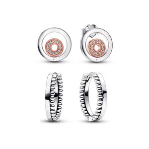 Autentico argento sterling 925 2022 autunno 100% S925 firma orecchini a cerchio per donna orecchino Brincos anelli gioielli 282314C01 292310C00