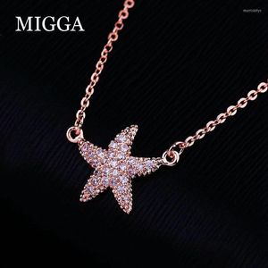 Micro Paved Cubic Zirconia Sea Star Vita a sospensione Colore in oro rosa Starfish Women Charine Chain Catene Morr22