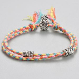 Braccialetti con ciondoli Colore argento tibetano unico Ananas per donna Uomo Bracciale avvolgente intrecciato multistrato vintage Regali per amiciFascino Inte22