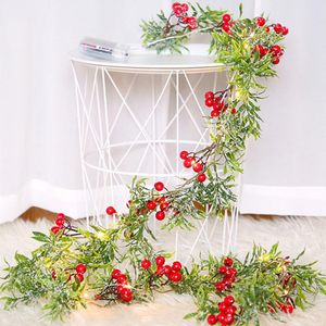 Strings 3m 2m Rich Red Berry String Lights Green Leaf Vine Pine Needle Garland Light For Wedding Thanksgiving Xmas Patio DecorLED LEDLED LED
