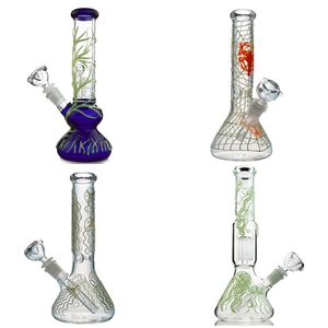 Glass Bongs 4 arms tree perc Hookahs Diffused Downstem Water Pipes Jellyfish Oil Dab Rigs 18mm Female Joint With Bowl Glow in the dark