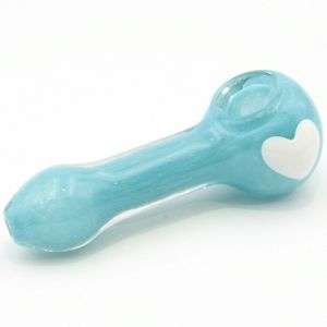 Macaron Blue Tobacco Pipe Loving Heart Hand-blown Herb Dry Bowl Glass Hand Spoon Smoking Pipes